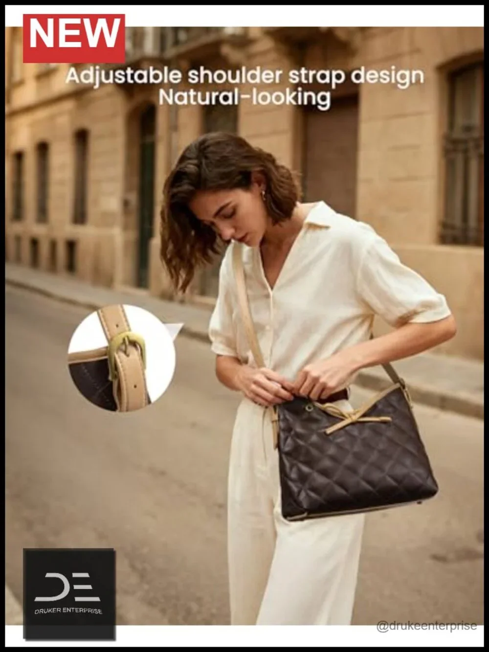 Soft Leather Hobo Handbag Quilted Crossbody Bag Shoulder Purse